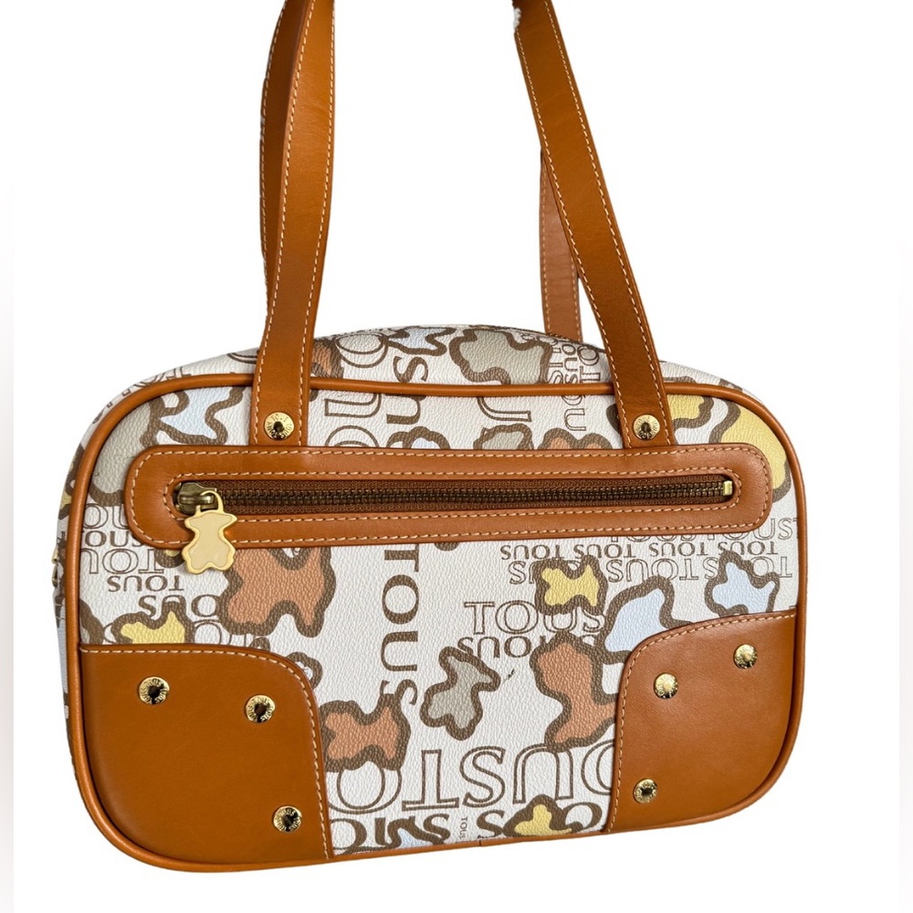 Tous Brown Tan Multi Logo Shoulder Bag